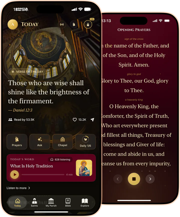Athon app showing Orthodox prayers and readings